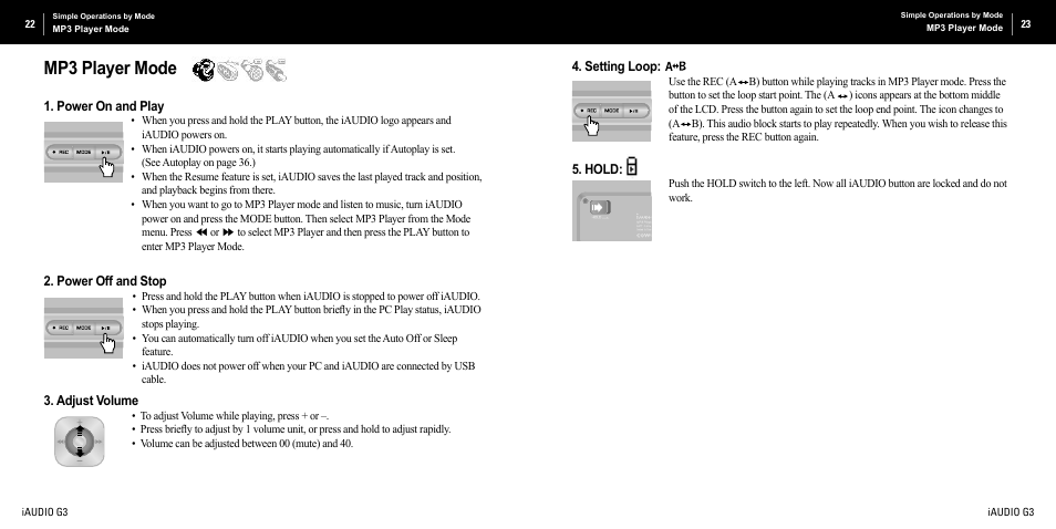 Mp3 player mode | Cowon Systems iAUDIO G3 User Manual | Page 12 / 38