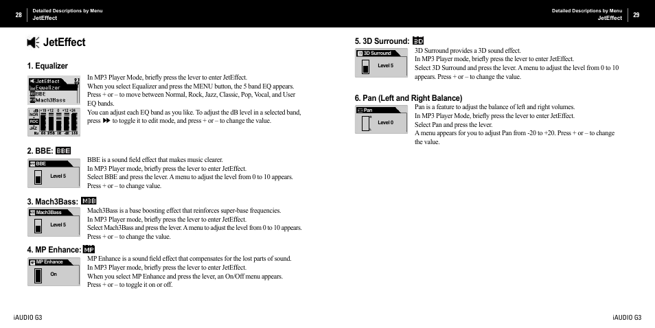 Jeteffect | Cowon Systems iAUDIO G3 User Manual | Page 15 / 38