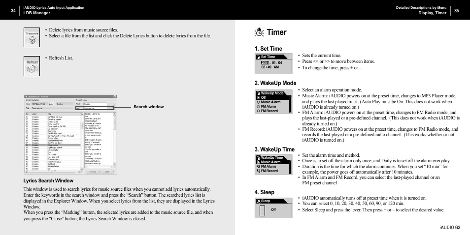 Timer | Cowon Systems iAUDIO G3 User Manual | Page 18 / 38