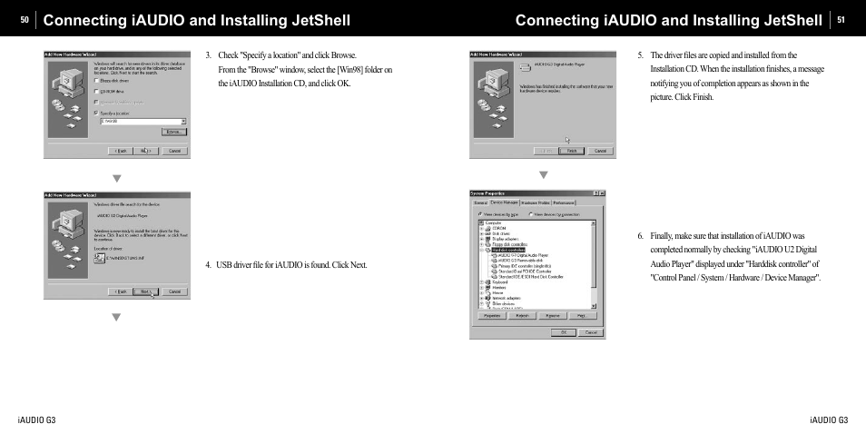 Connecting iaudio and installing jetshell | Cowon Systems iAUDIO G3 User Manual | Page 26 / 38