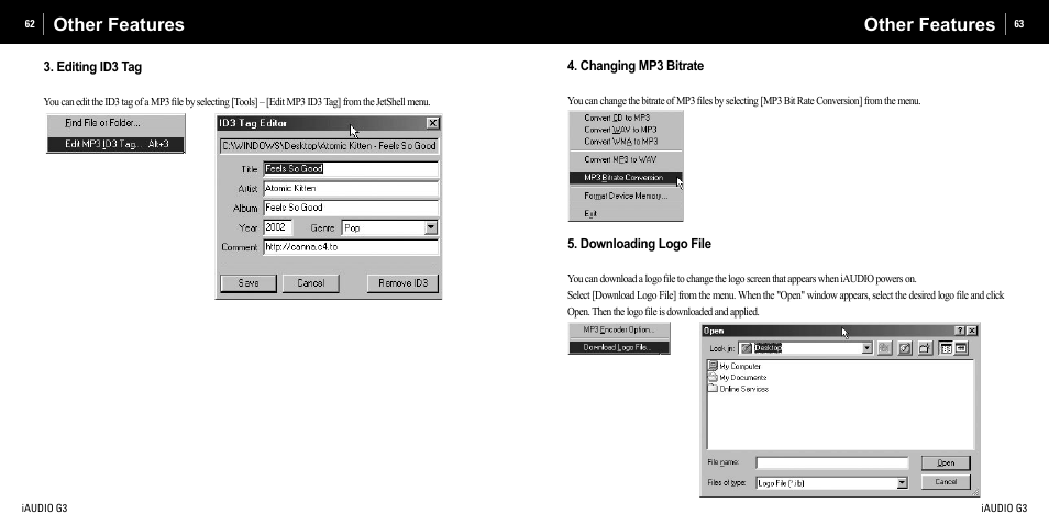 Other features | Cowon Systems iAUDIO G3 User Manual | Page 32 / 38