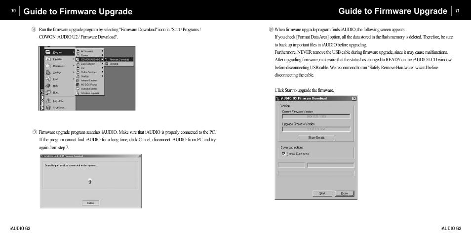 Guide to firmware upgrade | Cowon Systems iAUDIO G3 User Manual | Page 36 / 38