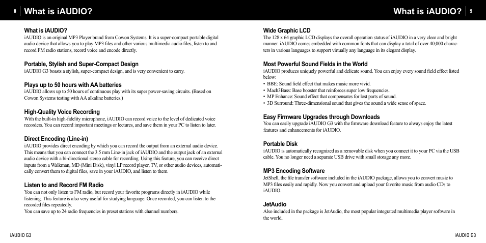 What is iaudio | Cowon Systems iAUDIO G3 User Manual | Page 5 / 38