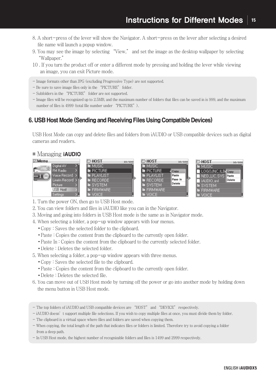 Managing, Iaudio | Cowon Systems cell phone User Manual | Page 15 / 20