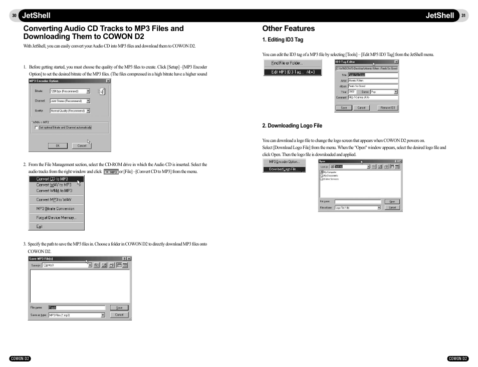 Jetshell, Other features | Cowon Systems COWON D2 User Manual | Page 16 / 17