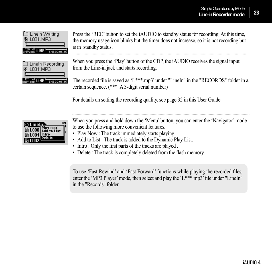 Cowon Systems IAUDIO 4 User Manual | Page 23 / 73