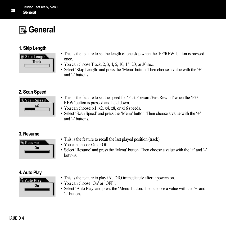 General | Cowon Systems IAUDIO 4 User Manual | Page 30 / 73