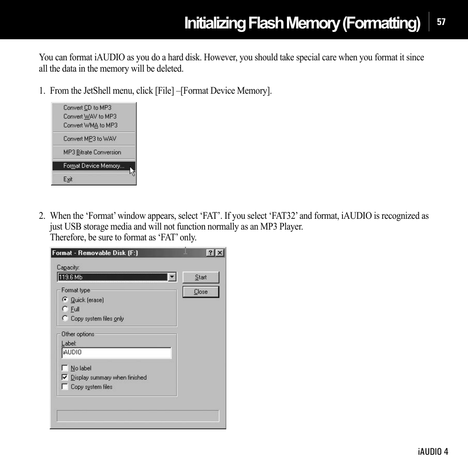 Cowon Systems IAUDIO 4 User Manual | Page 57 / 73