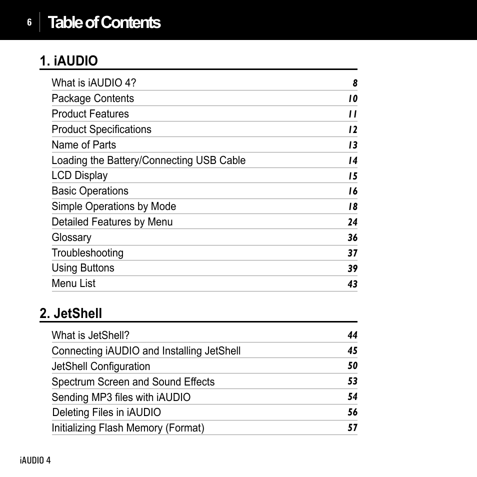 Cowon Systems IAUDIO 4 User Manual | Page 6 / 73