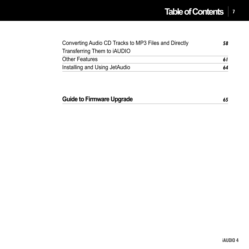 Cowon Systems IAUDIO 4 User Manual | Page 7 / 73