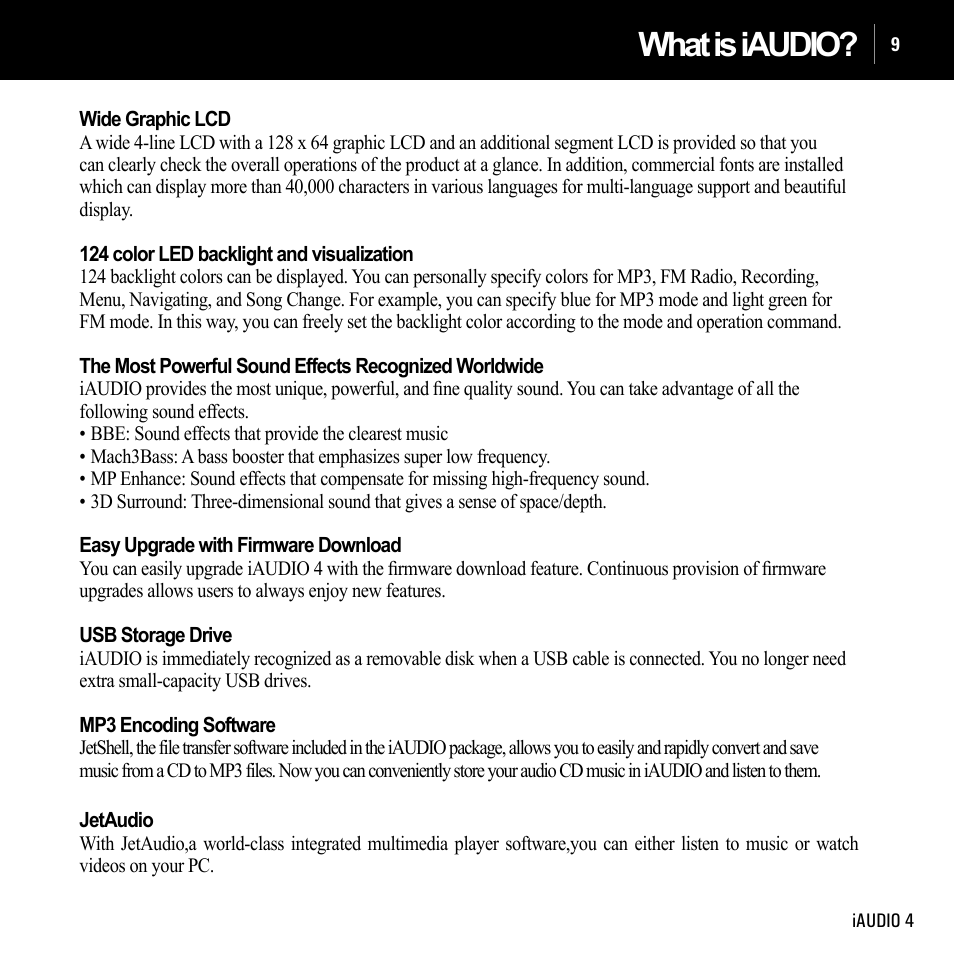 What is iaudio | Cowon Systems IAUDIO 4 User Manual | Page 9 / 73