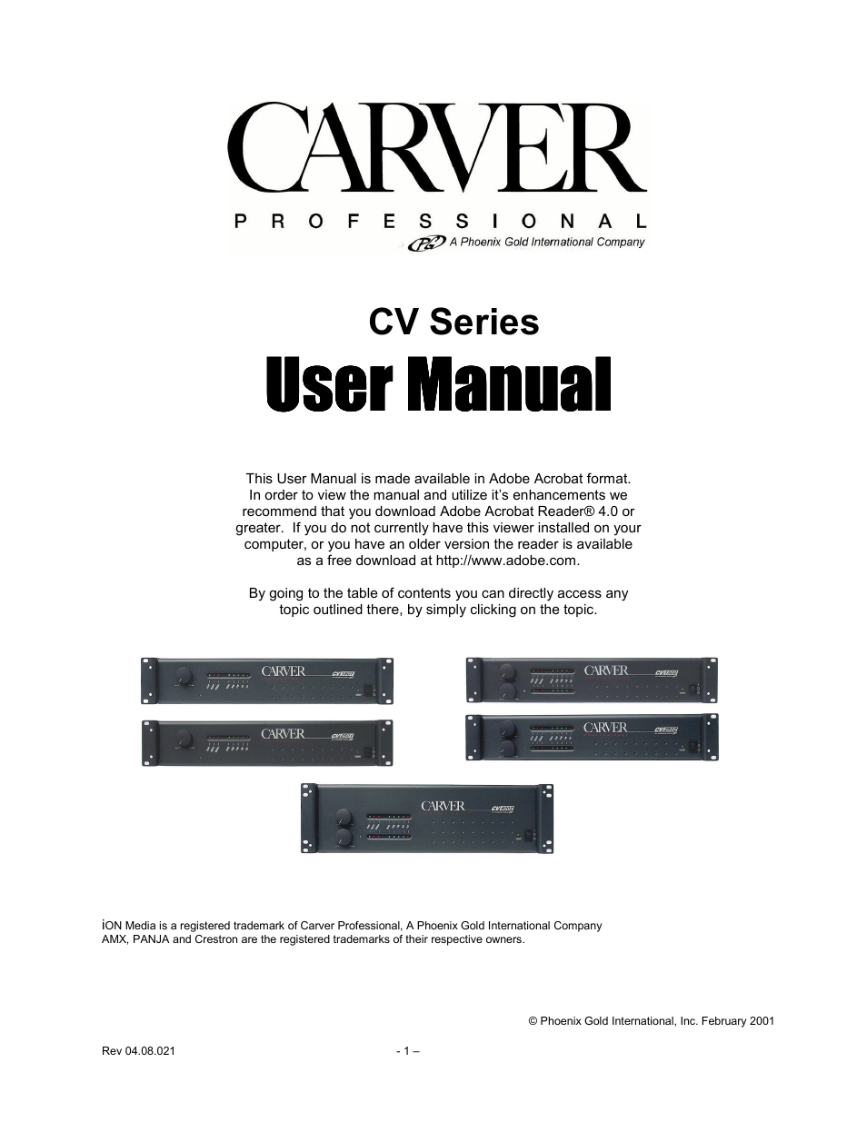 Carver CV Series User Manual | 27 pages