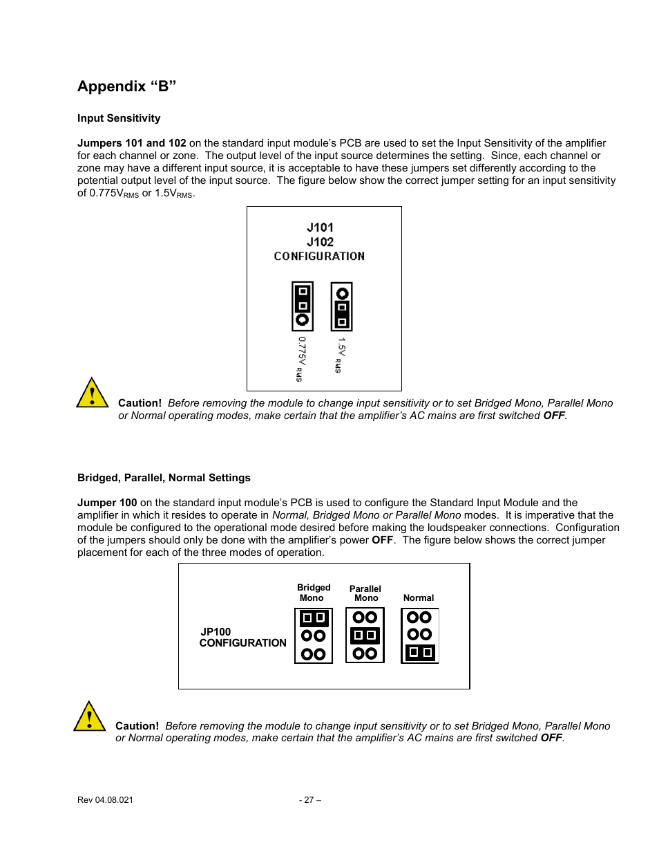 Appendix, Appendix “b | Carver CV Series User Manual | Page 27 / 27