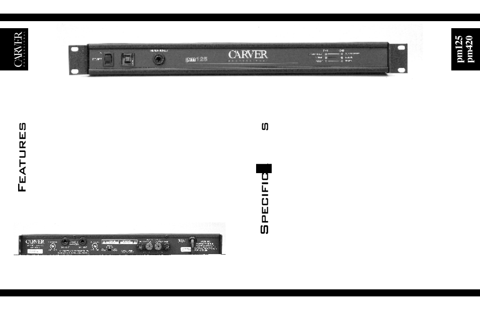 Features and specifications, Pm125 | Carver pm420 User Manual | Page 4 / 20
