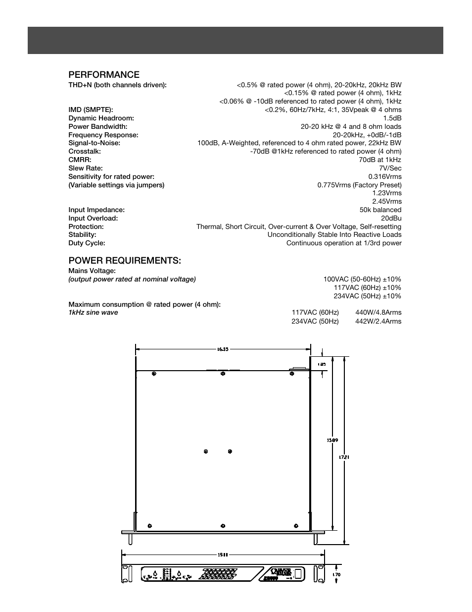 Specifications | Carver ZR500 User Manual | Page 5 / 12