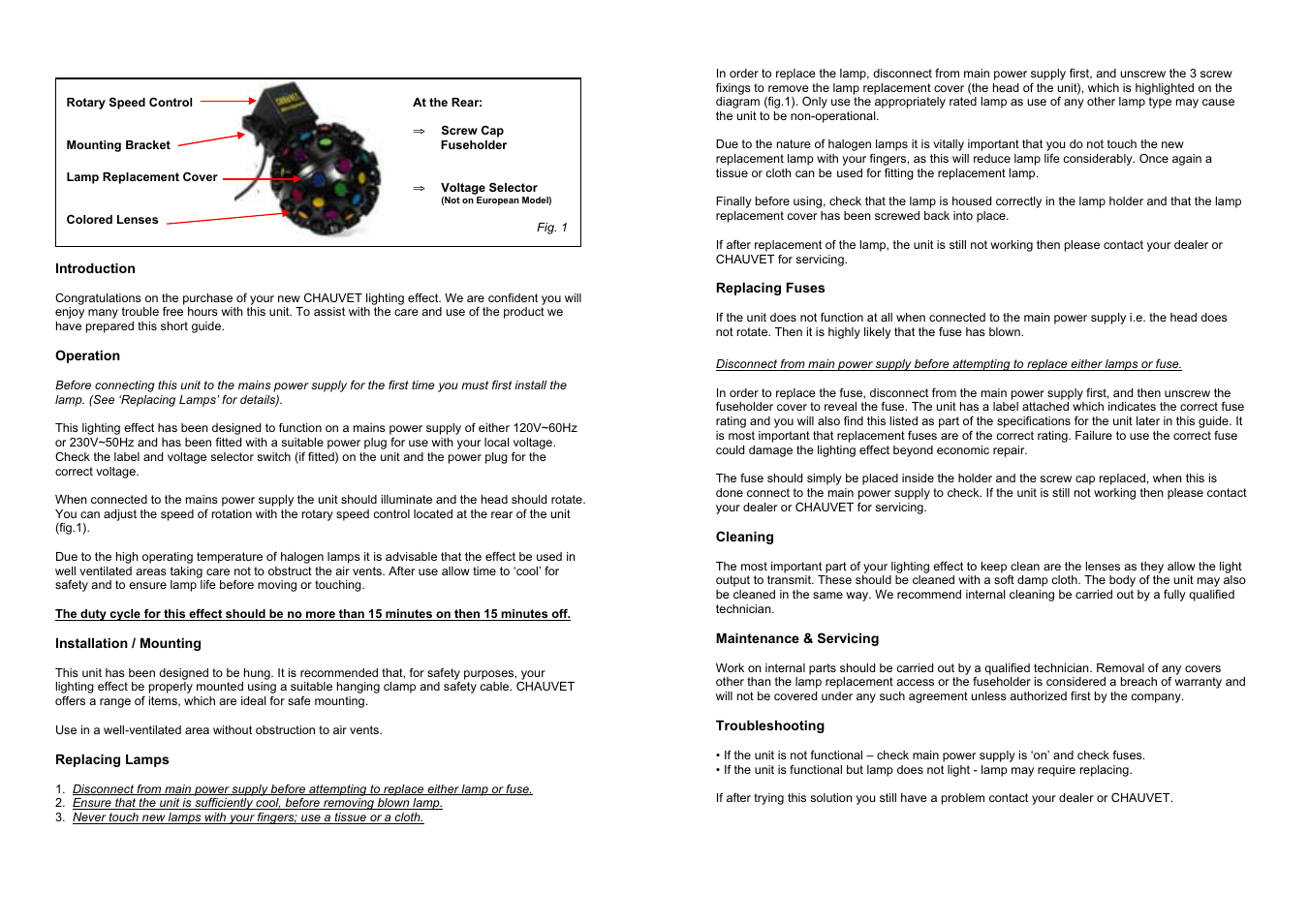 Chauvet CH-260 User Manual | Page 2 / 2
