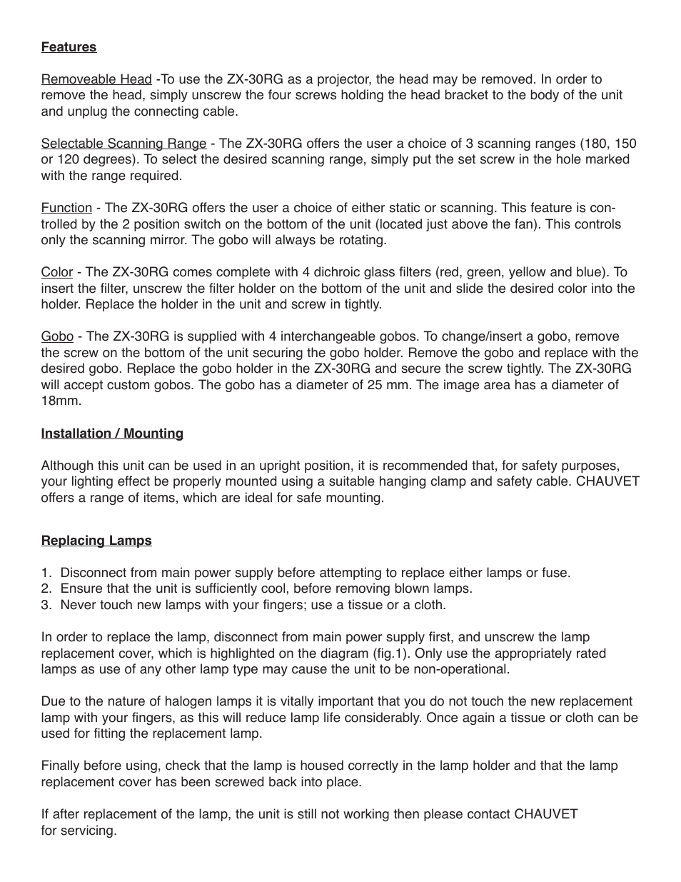 Chauvet ZX-30RG User Manual | Page 3 / 5