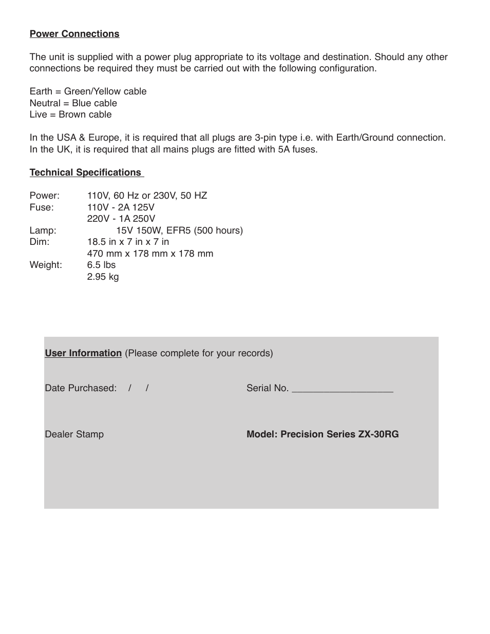 Chauvet ZX-30RG User Manual | Page 5 / 5