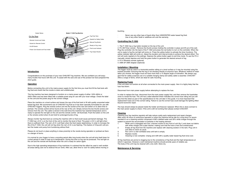 Chauvet F-1050 User Manual | Page 2 / 3