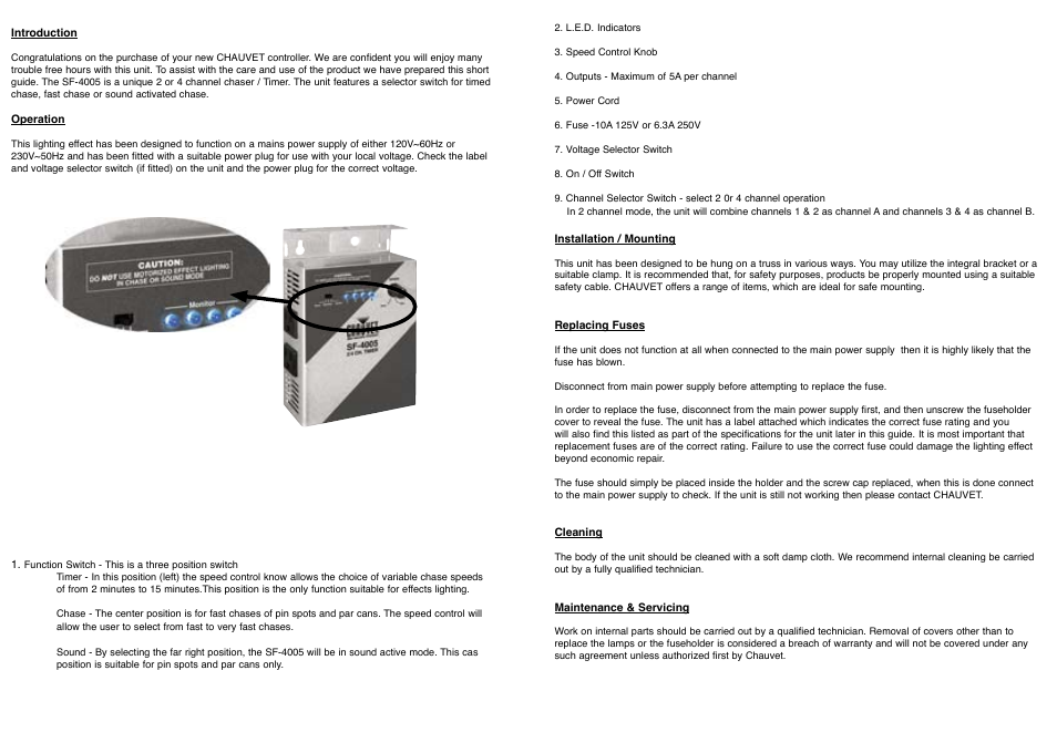 Chauvet SF-4005 User Manual | Page 2 / 2