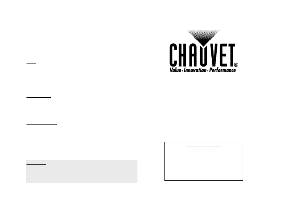 Chauvet SM-150X User Manual | 3 pages
