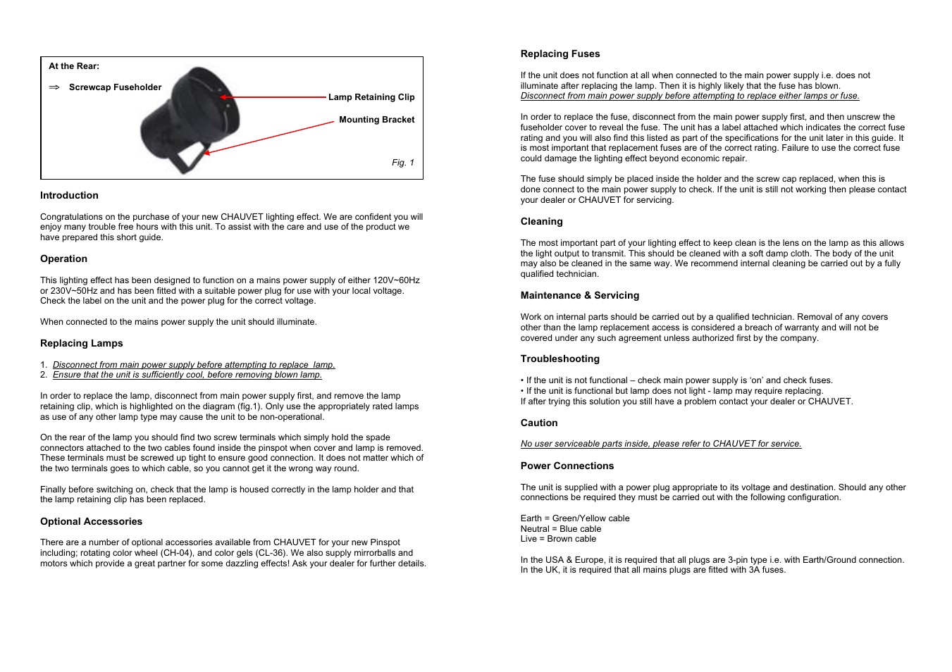 Chauvet YA-15 User Manual | Page 2 / 2