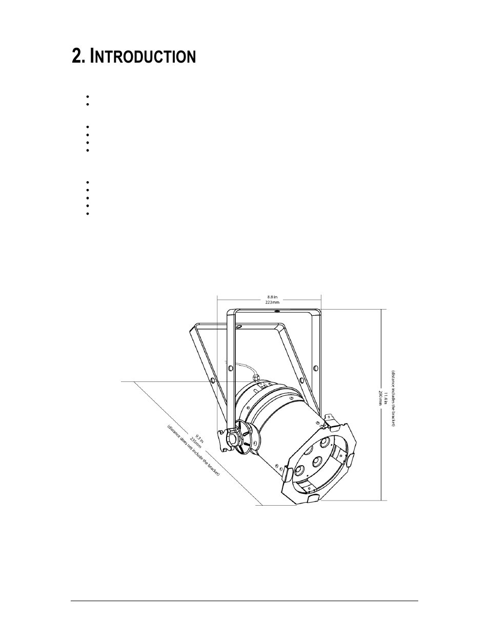 Introduction, Eatures, Roduct | Imensions, Ntroduction, Features, Product dimensions | Chauvet SNAPSHOT LED PAR 38 TRI-B User Manual | Page 5 / 20