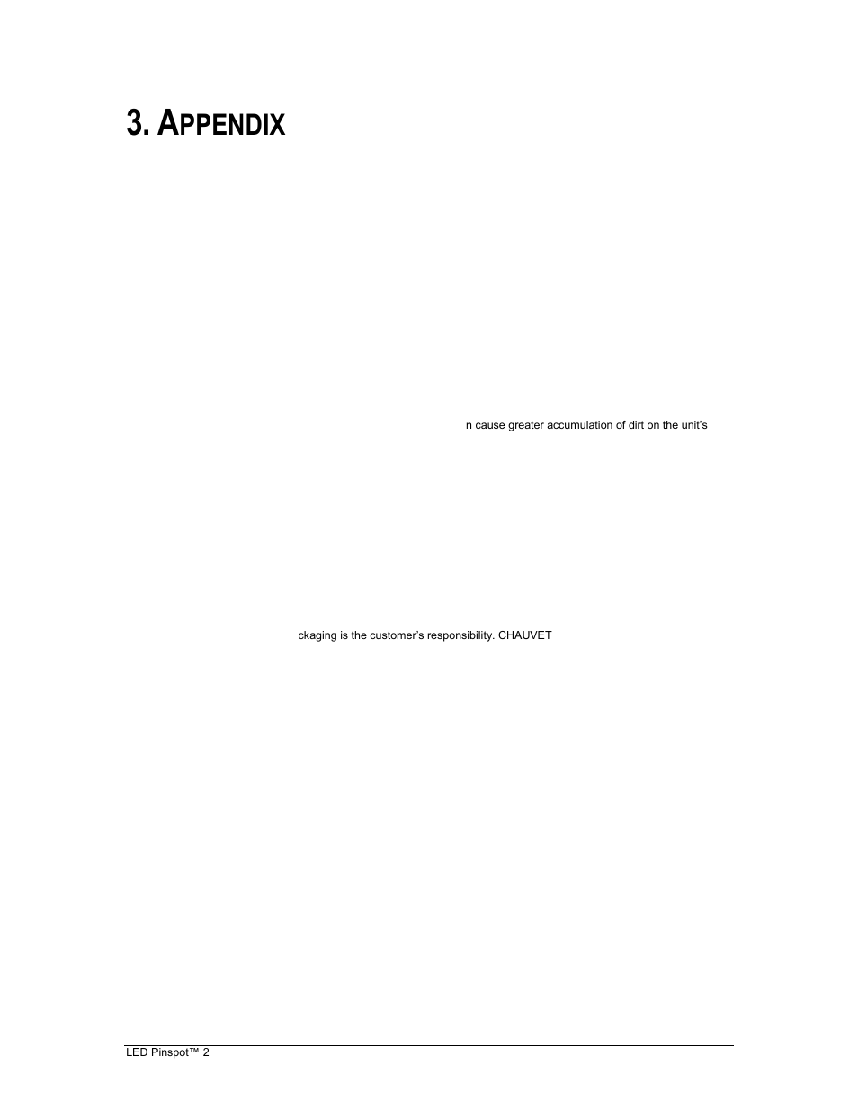 Appendix, Eneral, Aintenance | Eturns, Rocedure, Laims, Ppendix, General maintenance, Returns procedure, Claims | Chauvet Landscape Lighting User Manual | Page 6 / 7