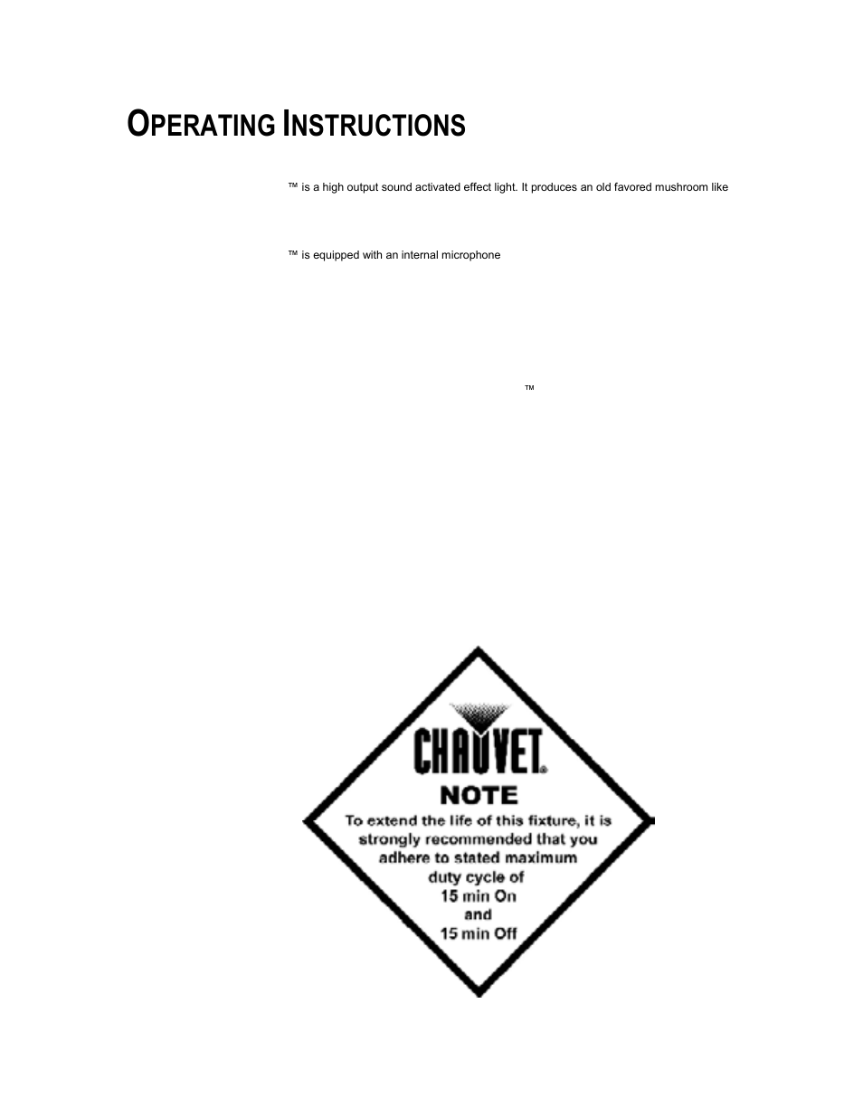 Operating instructions, Duty cycle, Perating | Nstructions | Chauvet Ch 258 User Manual | Page 6 / 9