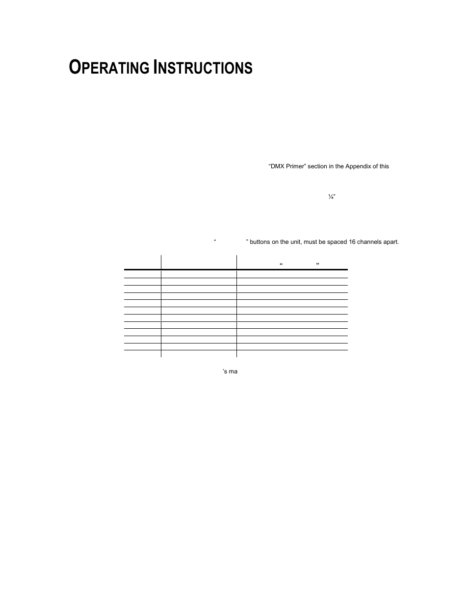 Operating instructions, Setup, Setting up the system | Fixture patch, Etup, Perating, Nstructions | Chauvet DMX-55 DMX User Manual | Page 8 / 21