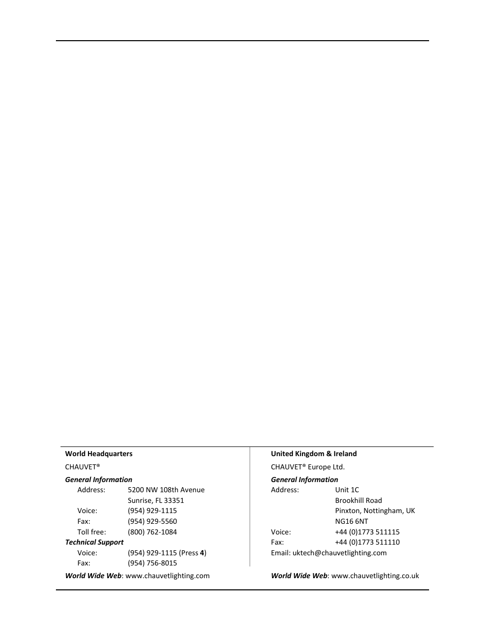 Able of, Ontents, Contact information | Chauvet Laser Pointer User Manual | Page 2 / 20