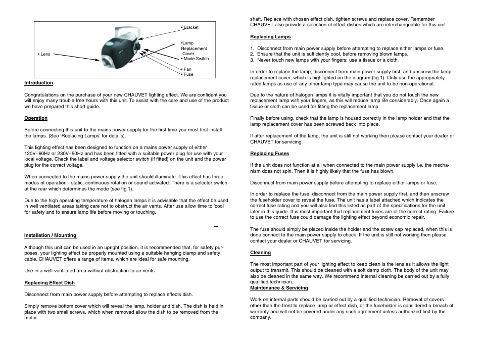 Chauvet ZX-5 User Manual | Page 2 / 2