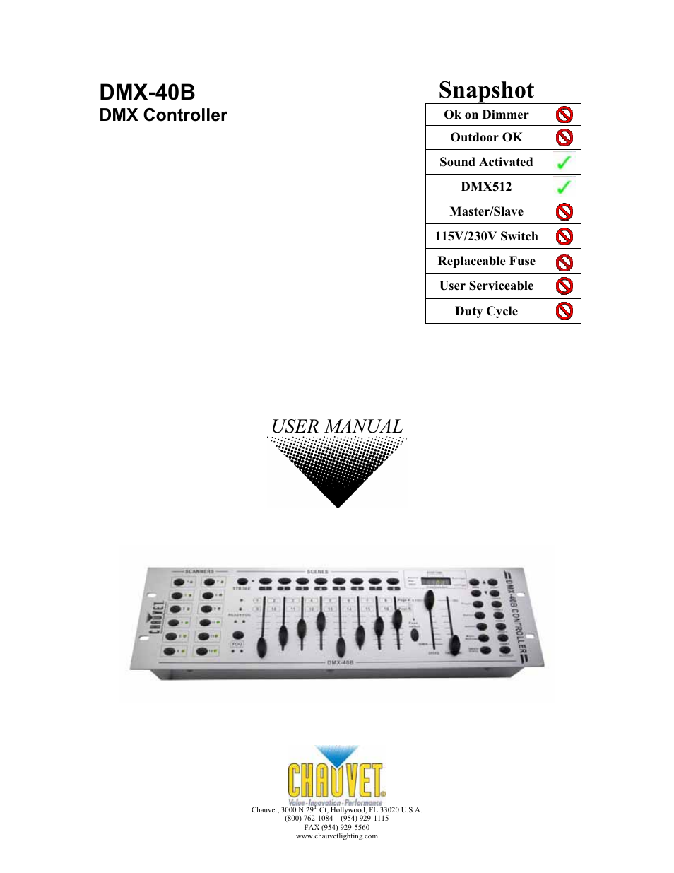 Chauvet DMX-40B User Manual | 22 pages