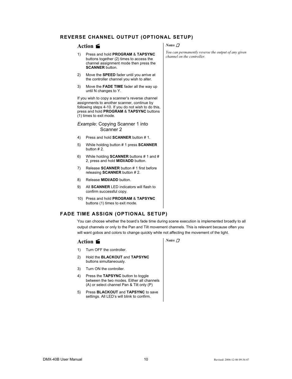 Action | Chauvet DMX-40B User Manual | Page 10 / 22