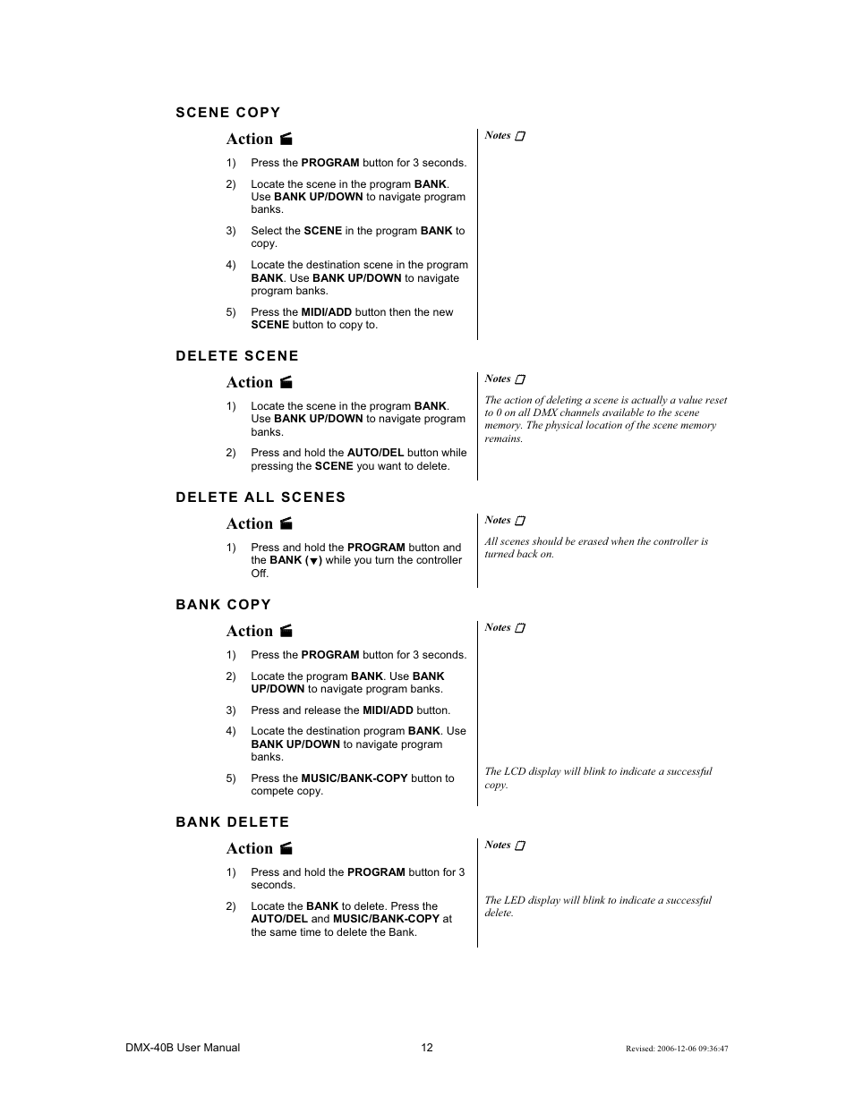 Action | Chauvet DMX-40B User Manual | Page 12 / 22