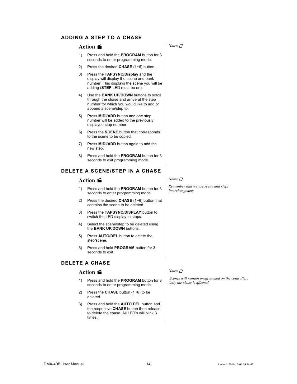 Action | Chauvet DMX-40B User Manual | Page 14 / 22