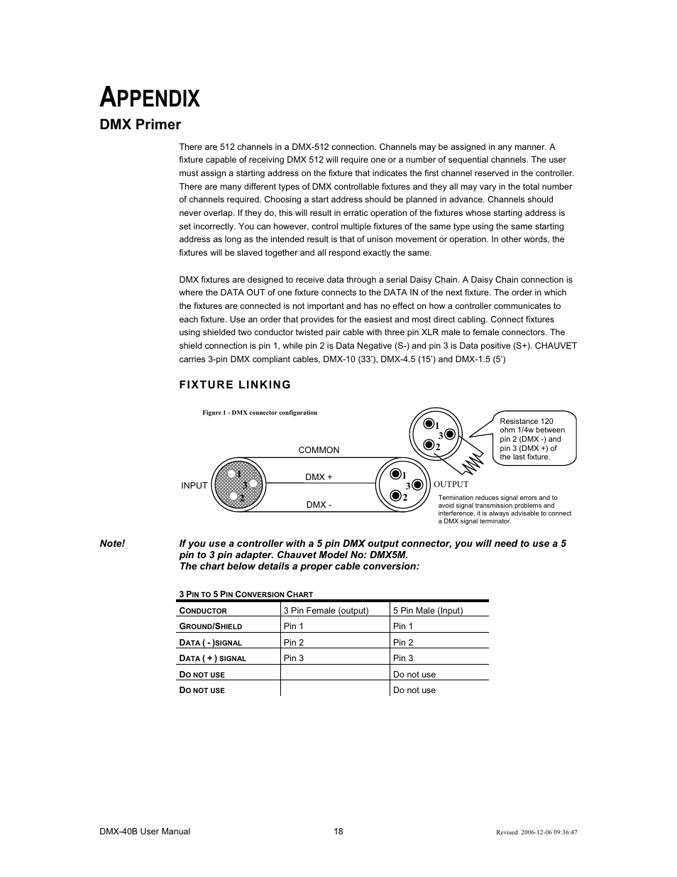 Ppendix, Dmx primer | Chauvet DMX-40B User Manual | Page 18 / 22