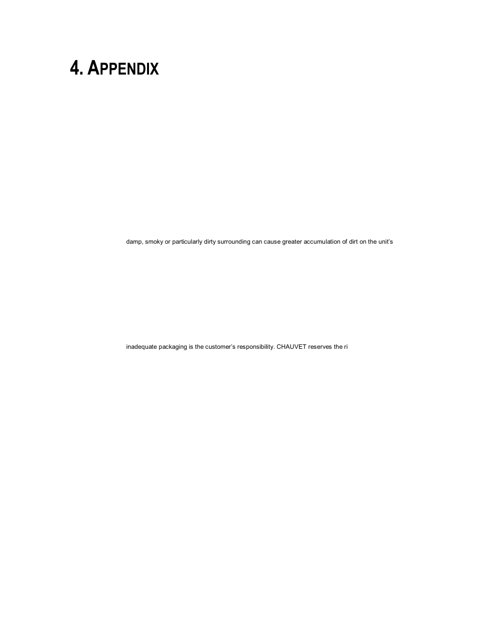 Appendix, General maintenance returns procedure claims, Ppendix | General maintenance, Returns procedure, Claims | Chauvet LXW User Manual | Page 9 / 10