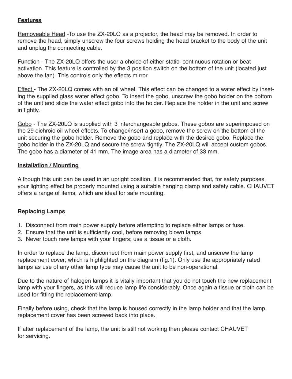 Chauvet ZX-20LQ User Manual | Page 3 / 5