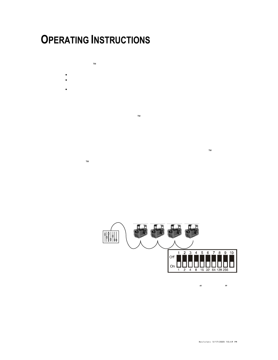 Operating instructions, Operating modes, Stand alone | Master/slave, Master/slave settings, Perating, Odes, Nstructions | Chauvet DMX-250C User Manual | Page 8 / 15