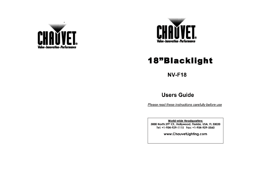 Chauvet NV-F18 User Manual | 2 pages