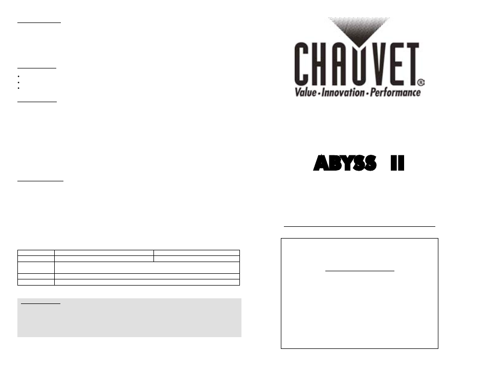 Chauvet CH-444A User Manual | 2 pages