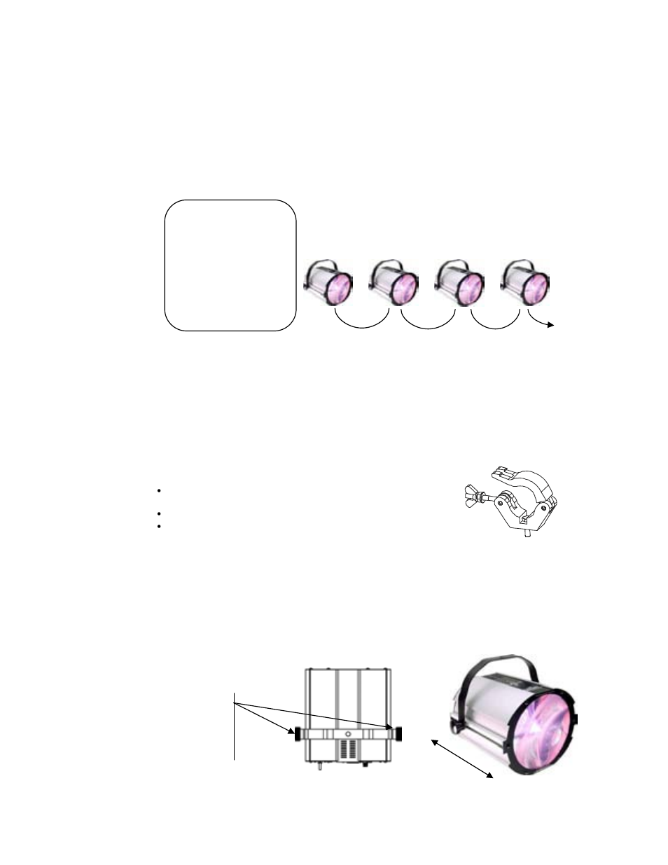 Master/slave fixture linking, Mounting, Slide-rails adjustment | Chauvet DMX512 User Manual | Page 9 / 24