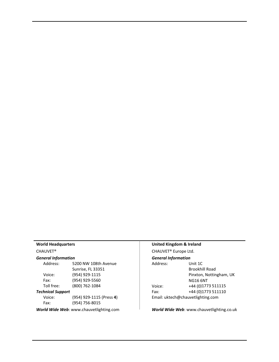 Able of, Ontents, Contact information | Chauvet Laser Level User Manual | Page 2 / 16