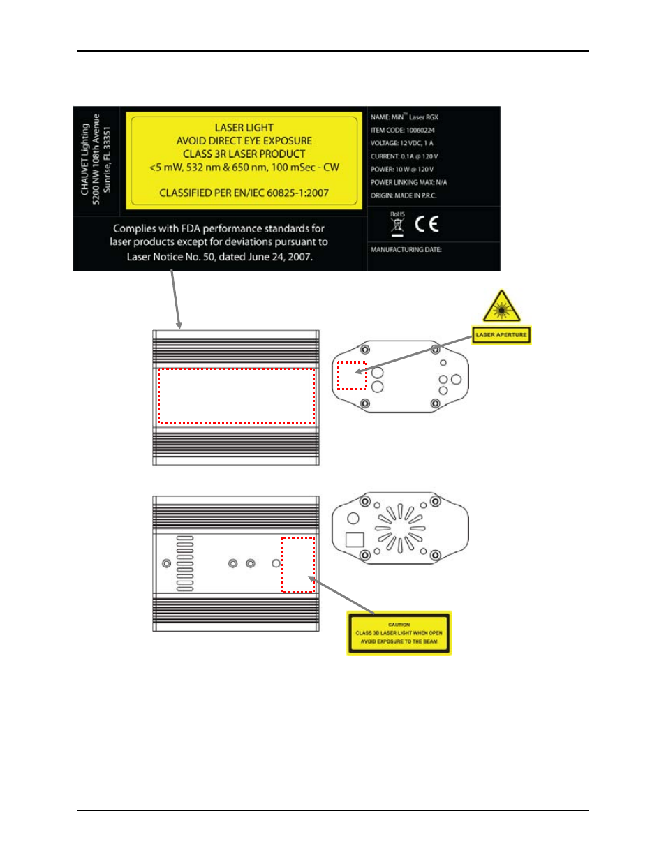 Laser safety label reproduction | Chauvet Laser Level User Manual | Page 6 / 16