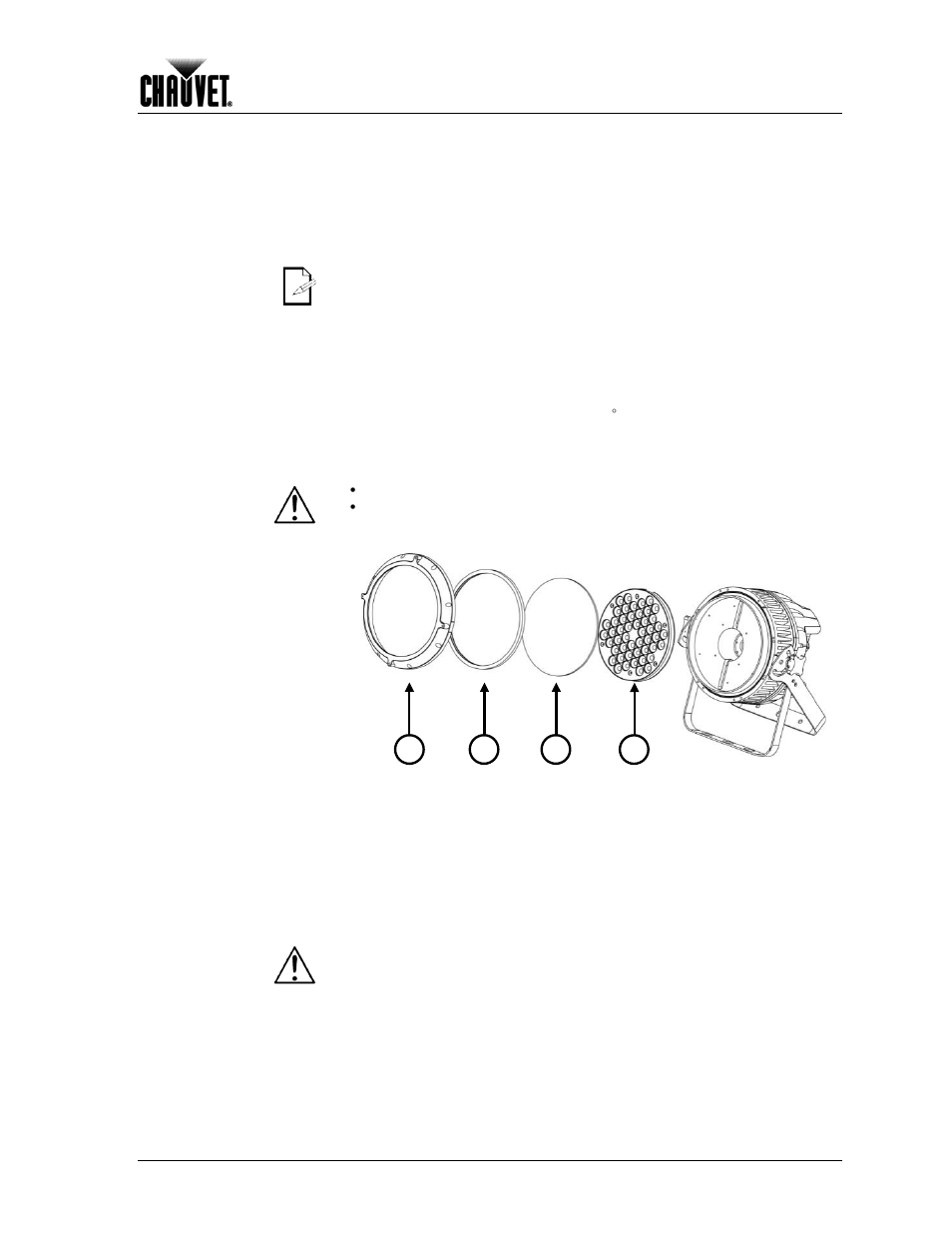 Master/slave linking, Id addressing, Lens assembly / replacement | Setup, Ad c b | Chauvet Work Light User Manual | Page 11 / 28