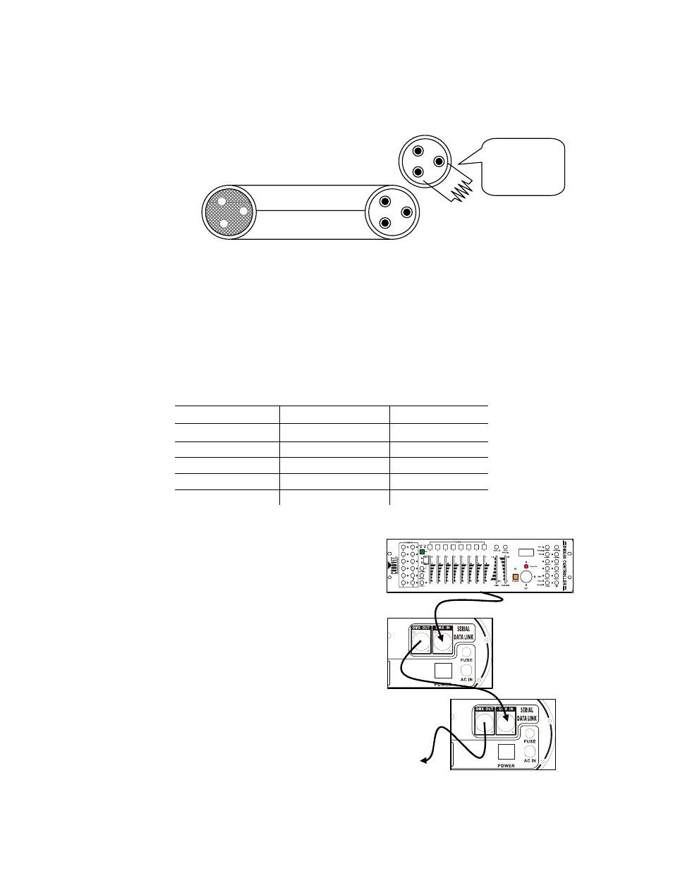 Setting up a dmx serial data link, Cable connectors 3-pin to 5-pin conversion chart, Etting up a | Erial | Chauvet DMX-800 User Manual | Page 9 / 18