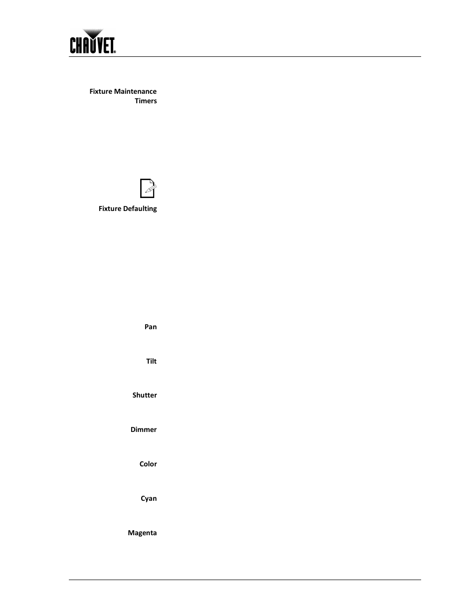 Special functions, Offset mode, Entering offset mode | Operation, Fixture maintenance timers, Fixture defaulting, Tilt, Shutter, Dimmer, Color | Chauvet 300E User Manual | Page 21 / 34