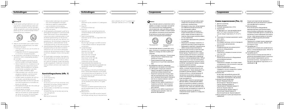 Aansluitingsschema (afb. 1), Verbindingen, Соединения | Схема подключения (рис. 1) | Pioneer DEH-2020MP User Manual | Page 8 / 8