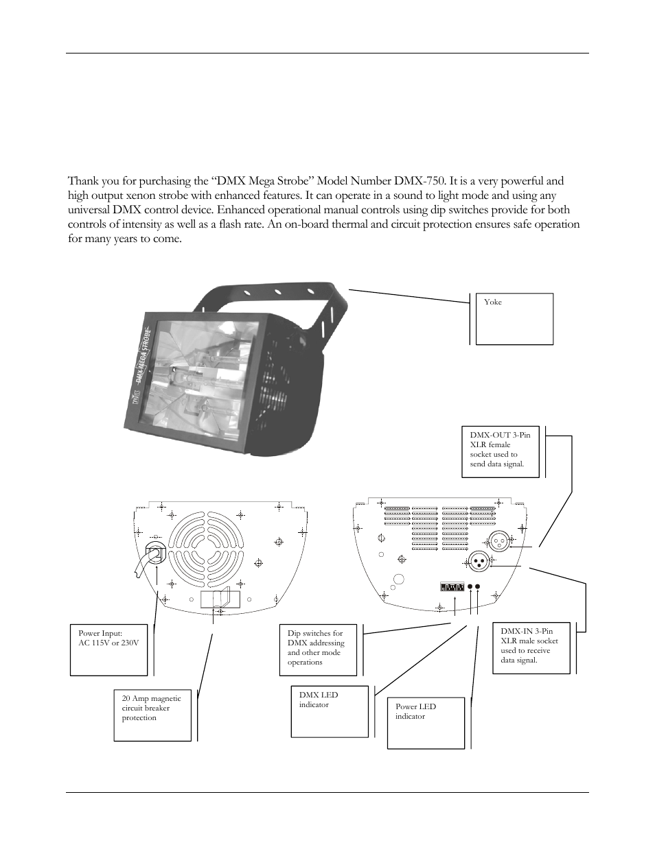 Product overview, Introduction | Chauvet DMX-750 User Manual | Page 4 / 12